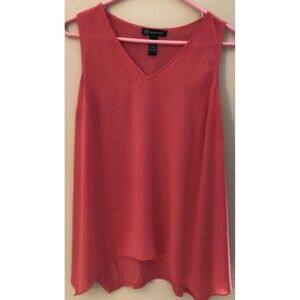 Inc Womens Sleeveless blouse XS Lagenlook V-Neck Pullover Top Coral